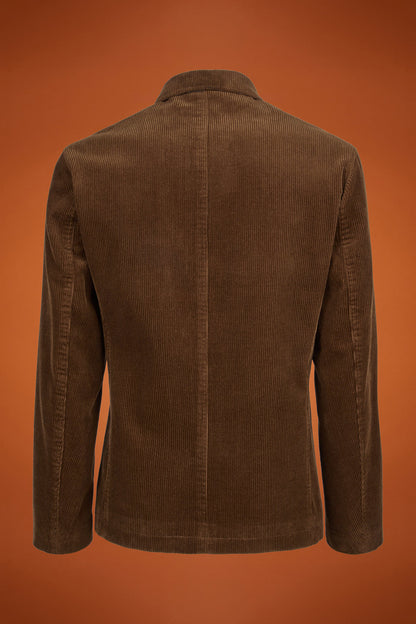 Men's regular fit jacket in 100% cotton velvet with three pockets