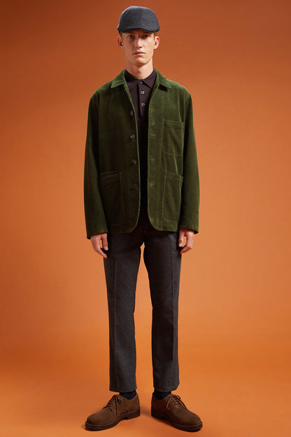 Men's regular fit jacket in 100% cotton velvet with three pockets