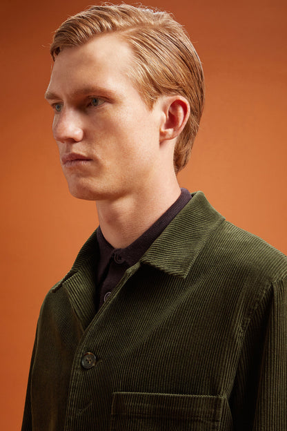 Men's regular fit jacket in 100% cotton velvet with three pockets
