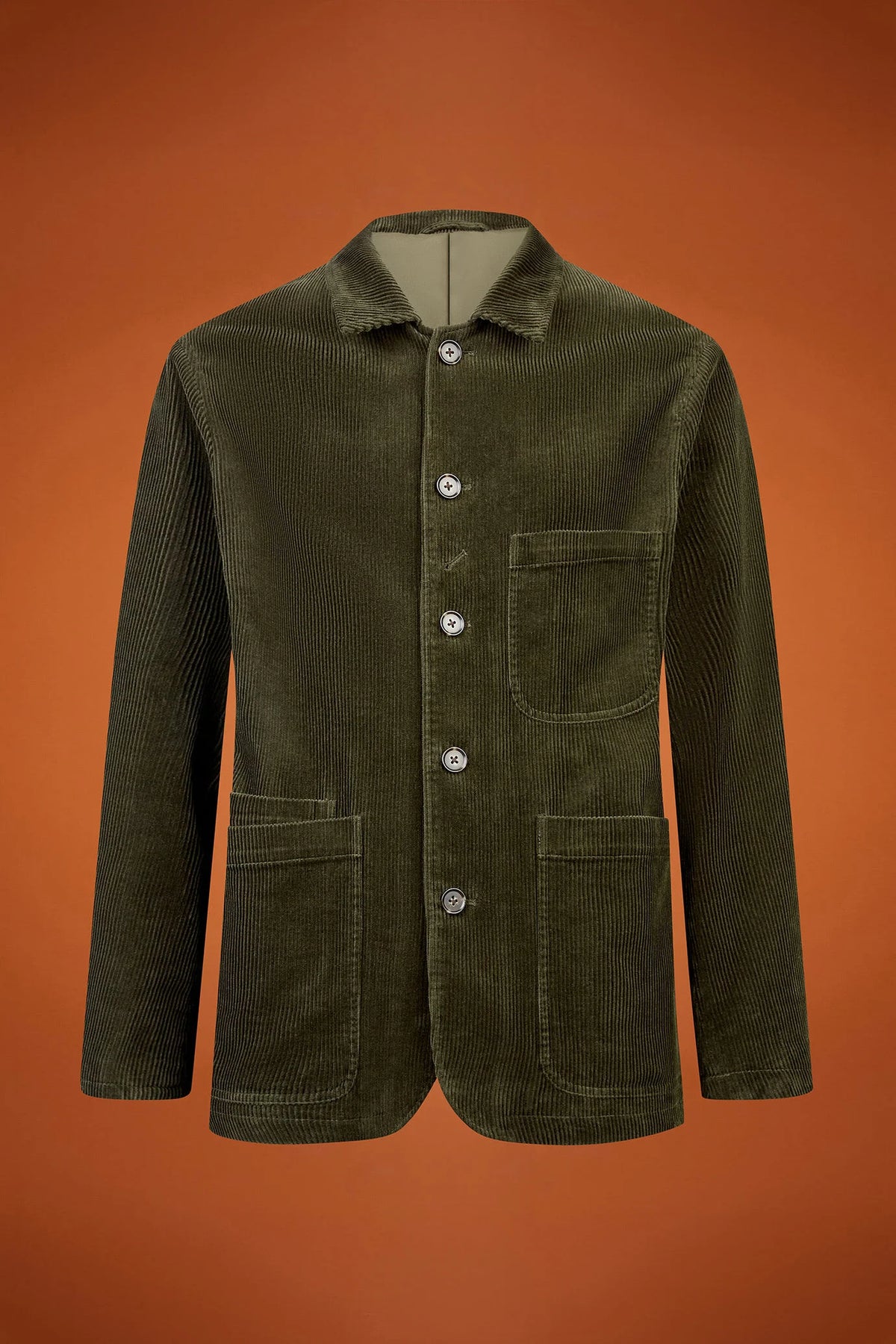 Men's regular fit jacket in 100% cotton velvet with three pockets