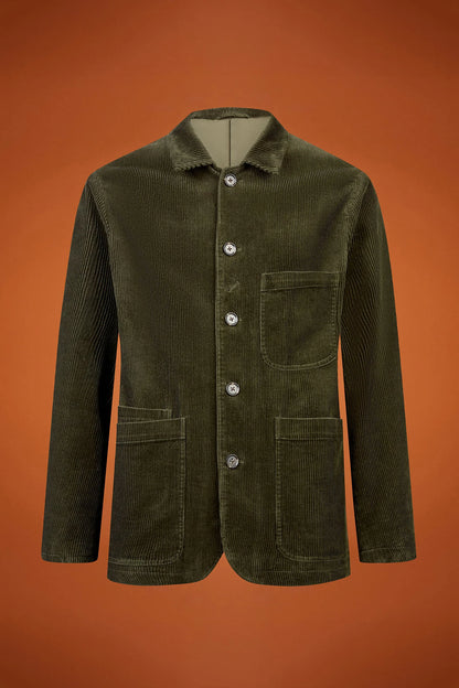 Men's regular fit jacket in 100% cotton velvet with three pockets