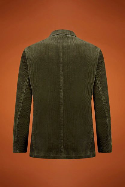 Men's regular fit jacket in 100% cotton velvet with three pockets