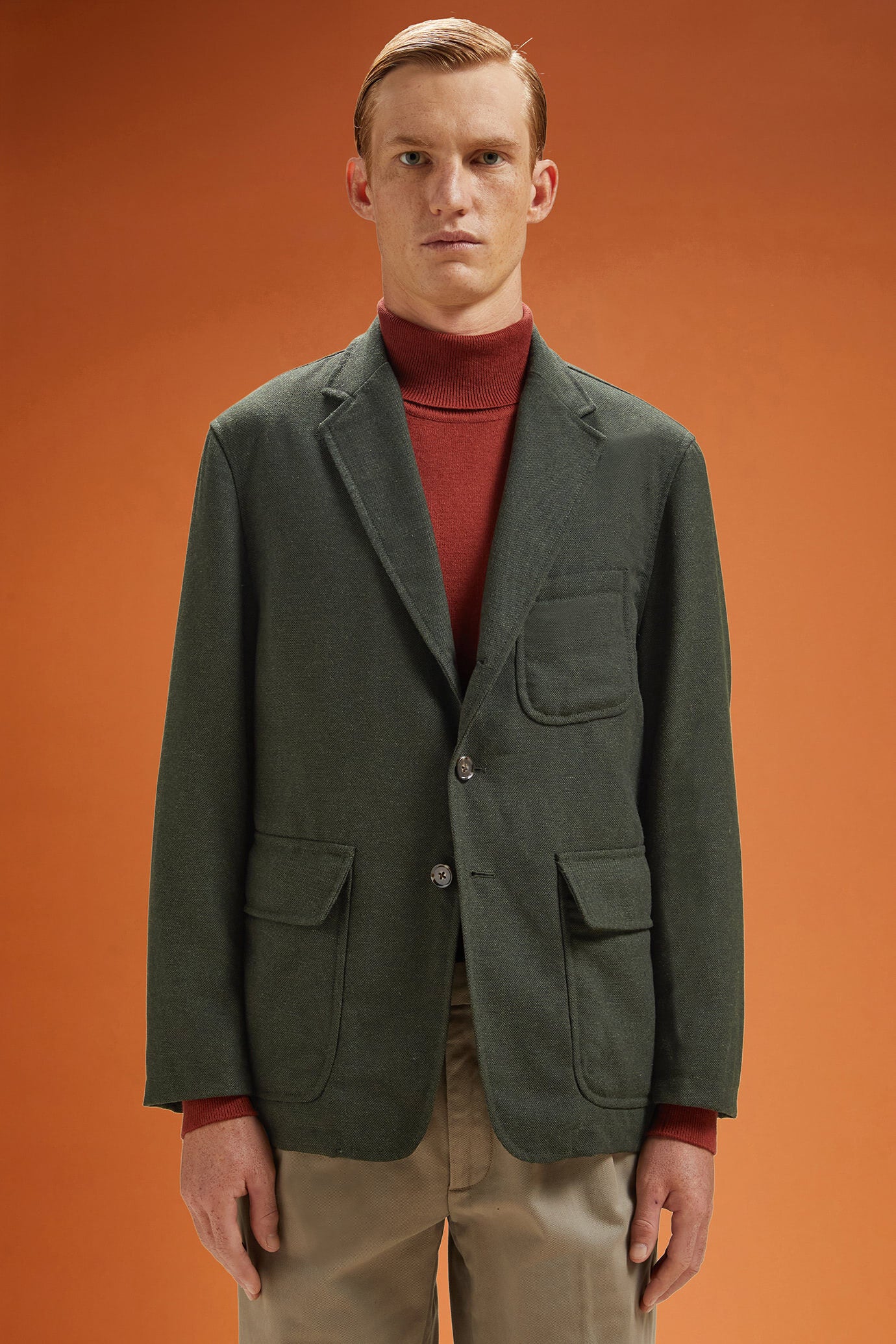 Men's regular fit sports jacket in wool blend tweed