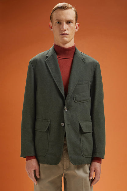 Men's regular fit sports jacket in wool blend tweed