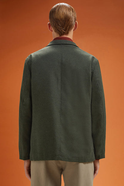Men's regular fit sports jacket in wool blend tweed