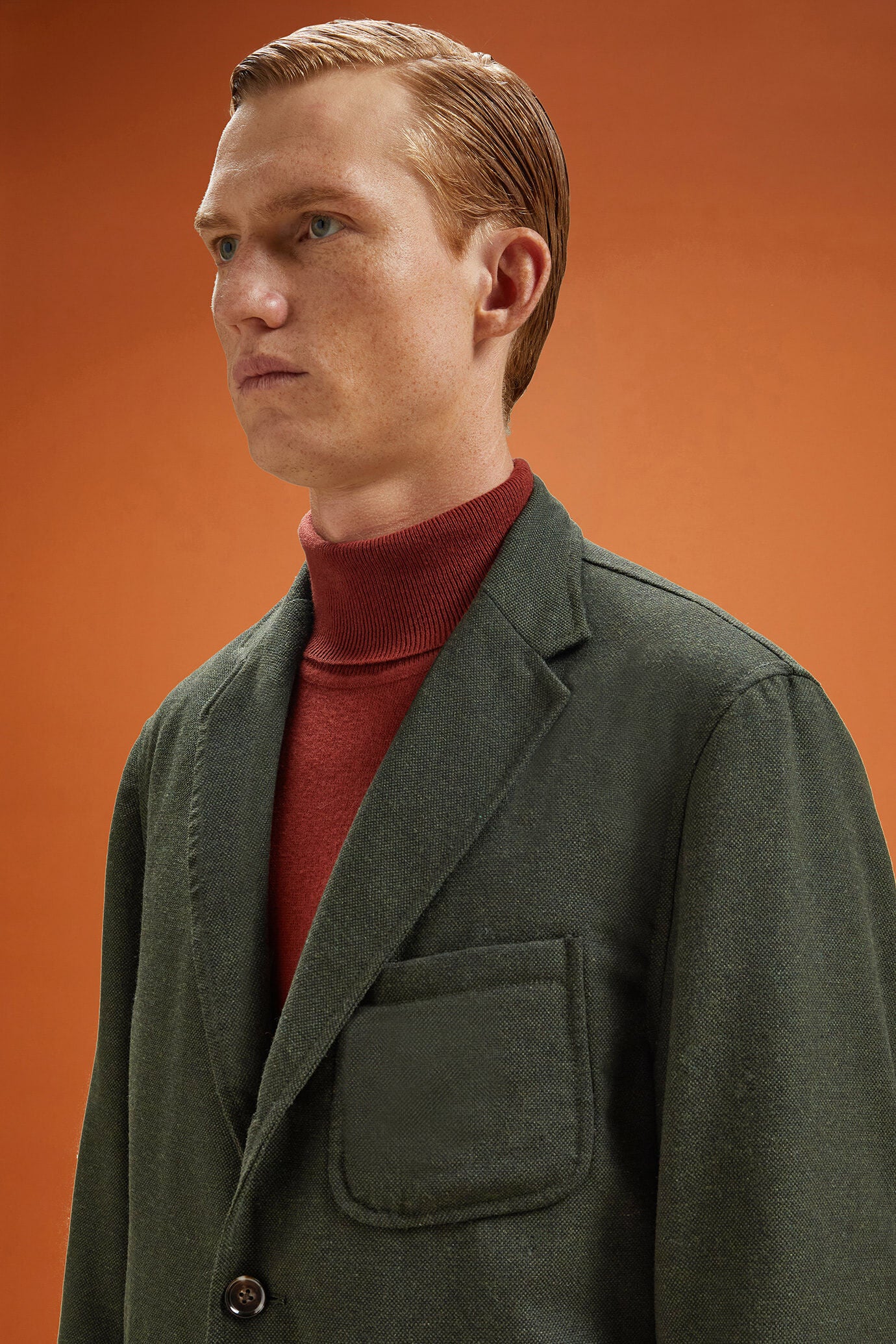 Men's regular fit sports jacket in wool blend tweed