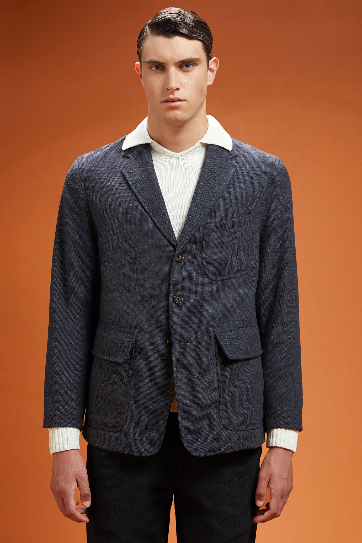 Men's regular fit sports jacket in wool blend tweed