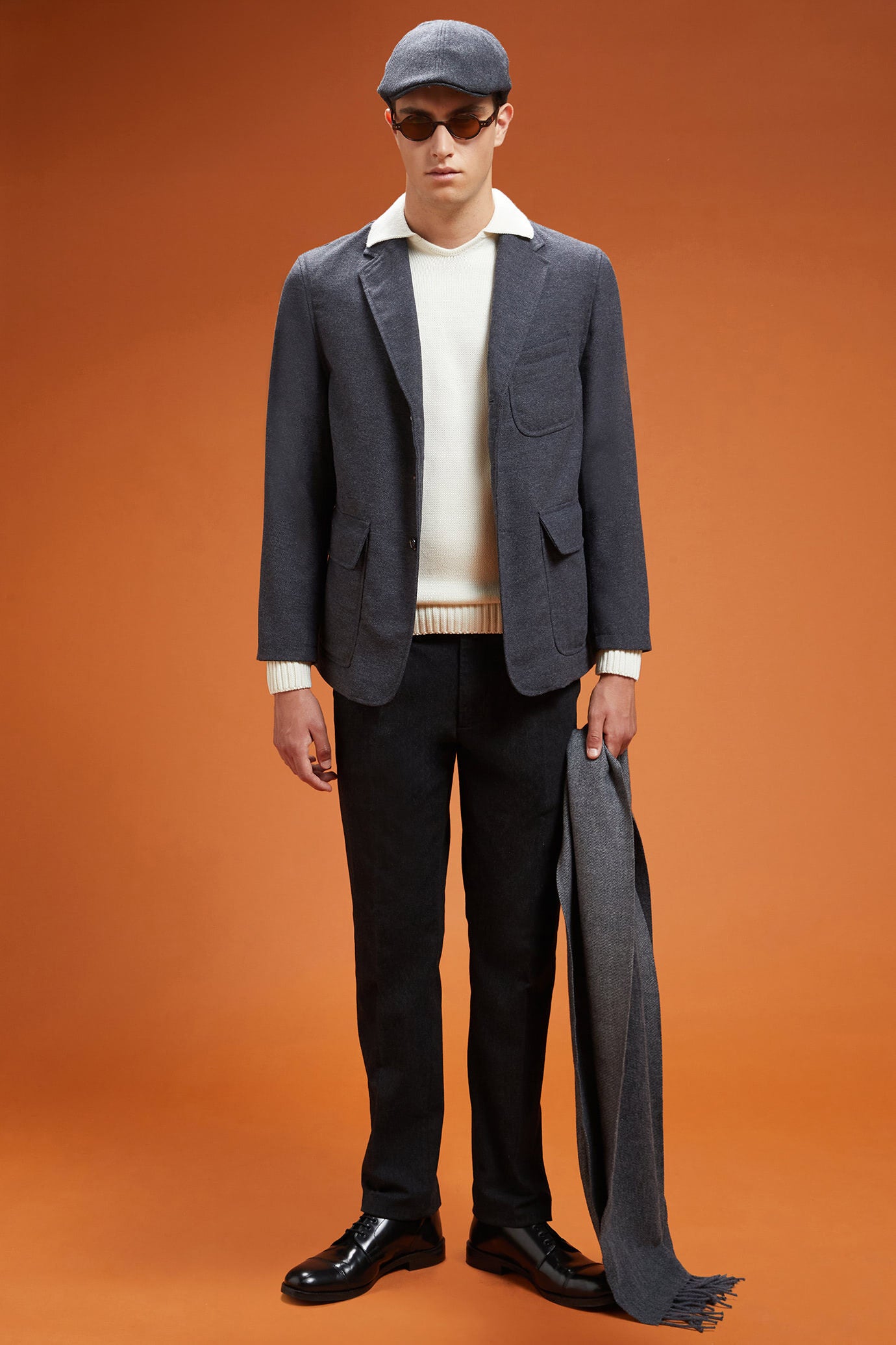 Men's regular fit sports jacket in wool blend tweed