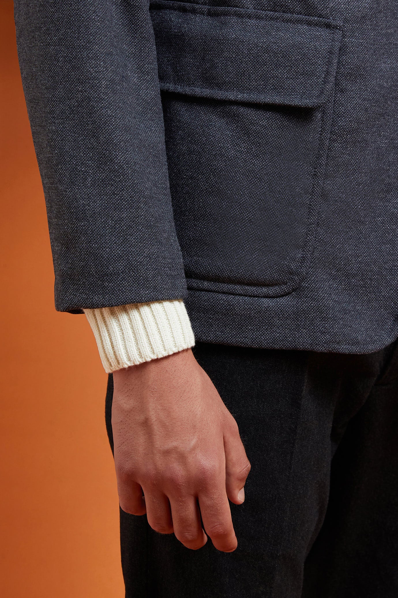 Men's regular fit sports jacket in wool blend tweed