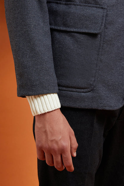 Men's regular fit sports jacket in wool blend tweed