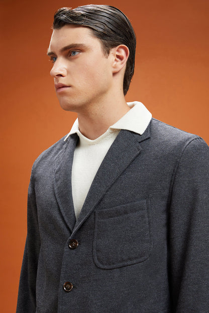 Men's regular fit sports jacket in wool blend tweed