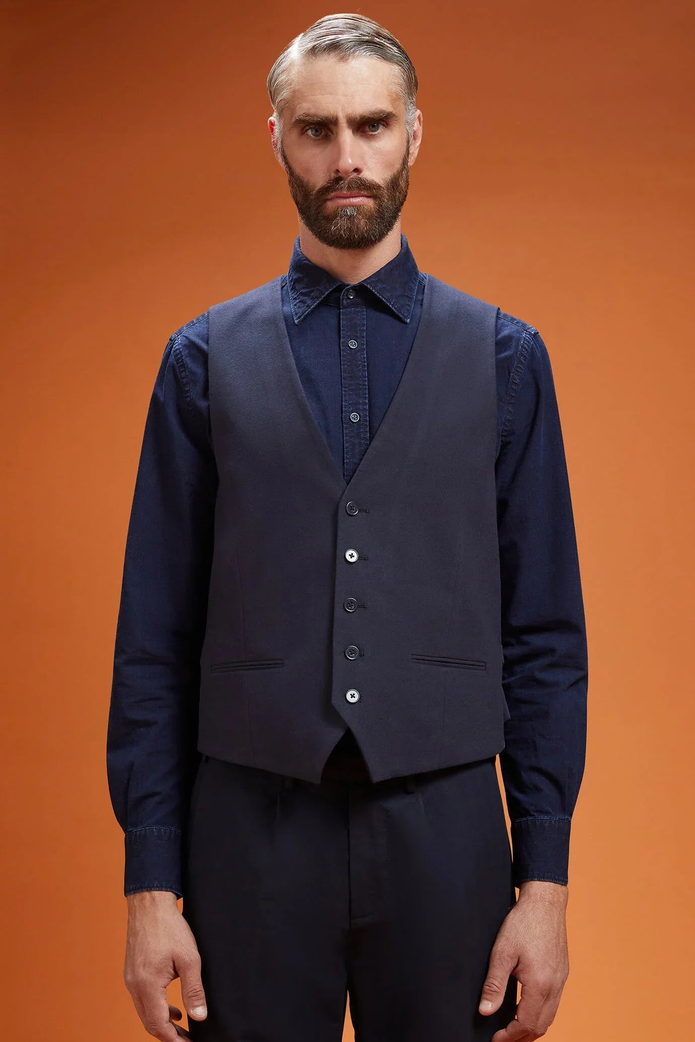 Men's regular fit classic waistcoat in grisaille fabric