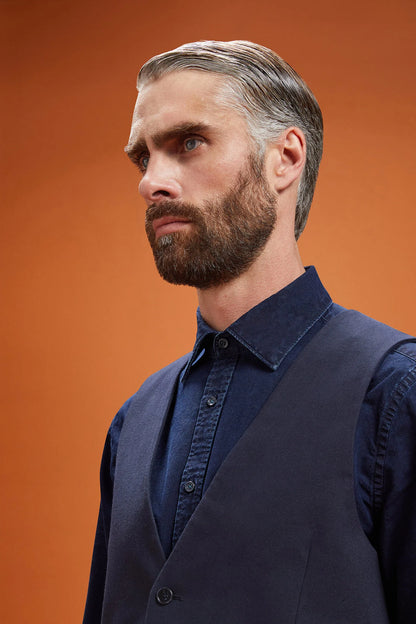 Men's regular fit classic waistcoat in grisaille fabric
