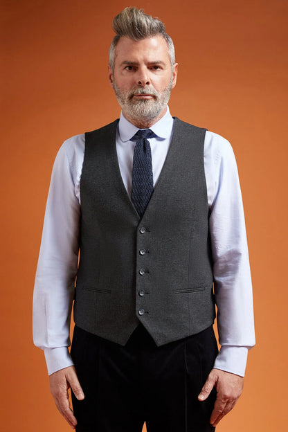 Men's regular fit classic waistcoat in grisaille fabric