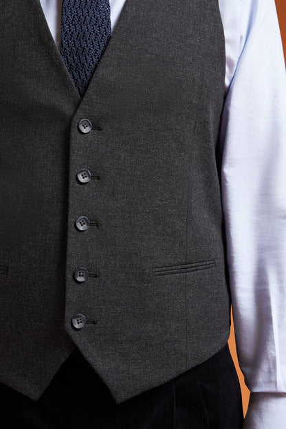 Men's regular fit classic waistcoat in grisaille fabric