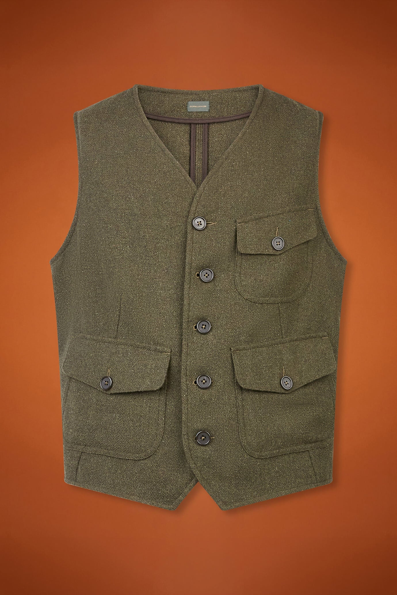 Men's regular fit single-breasted waistcoat with a V-neckline in a wool blend