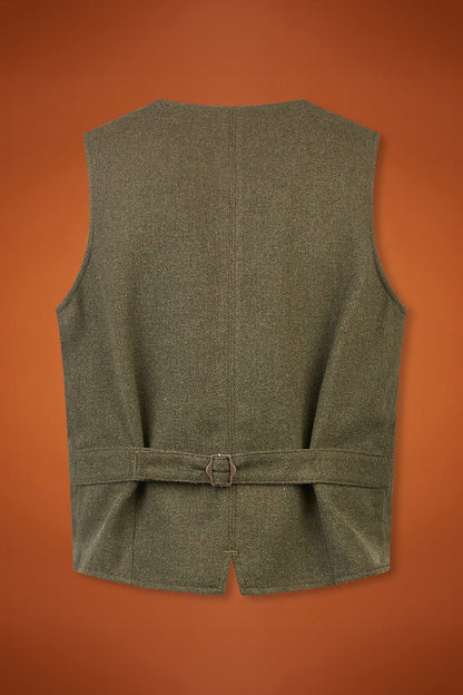 Men's regular fit single-breasted waistcoat with a V-neckline in a wool blend