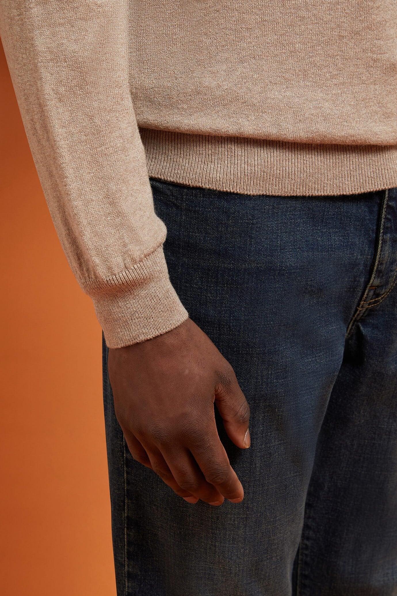 Men's regular fit crew neck jumper in wool and cotton