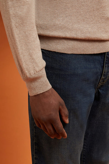Men's regular fit crew neck jumper in wool and cotton