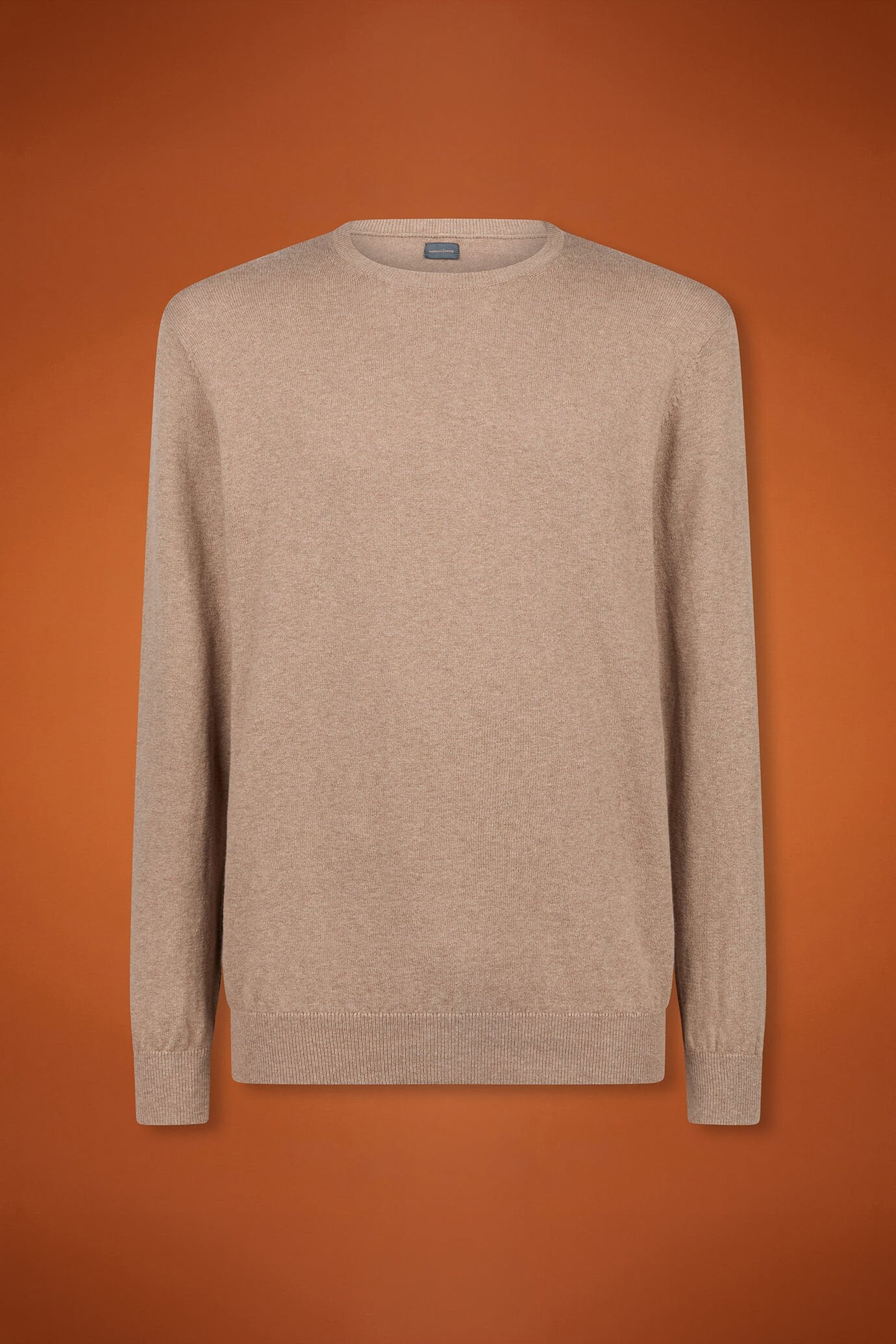 Men's regular fit crew neck jumper in wool and cotton