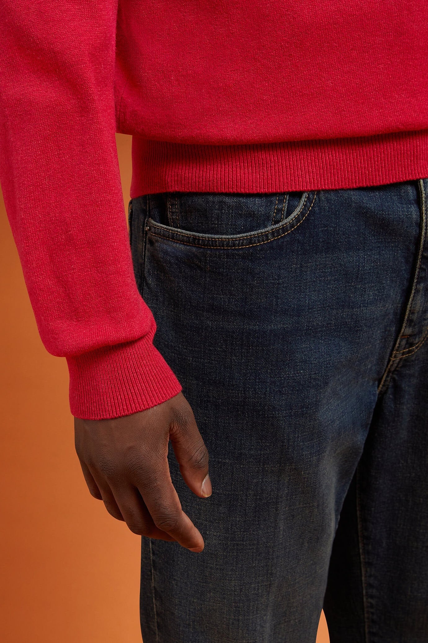 Men's regular fit crew neck jumper in wool and cotton