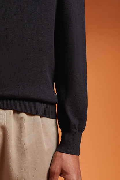 Men's regular fit crew neck jumper in wool and cotton