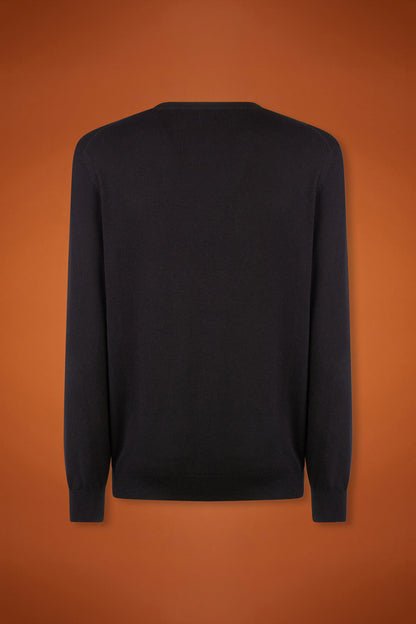 Men's regular fit crew neck jumper in wool and cotton