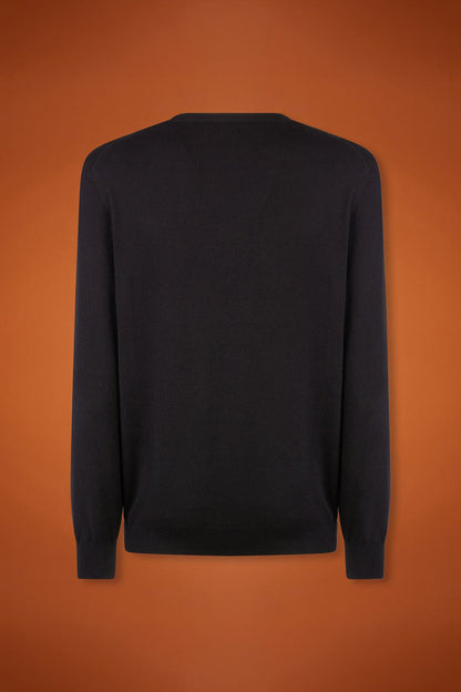 Men's regular fit crew neck jumper in wool and cotton