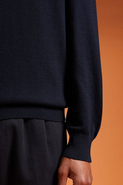 Men's regular fit crew neck jumper in wool and cotton