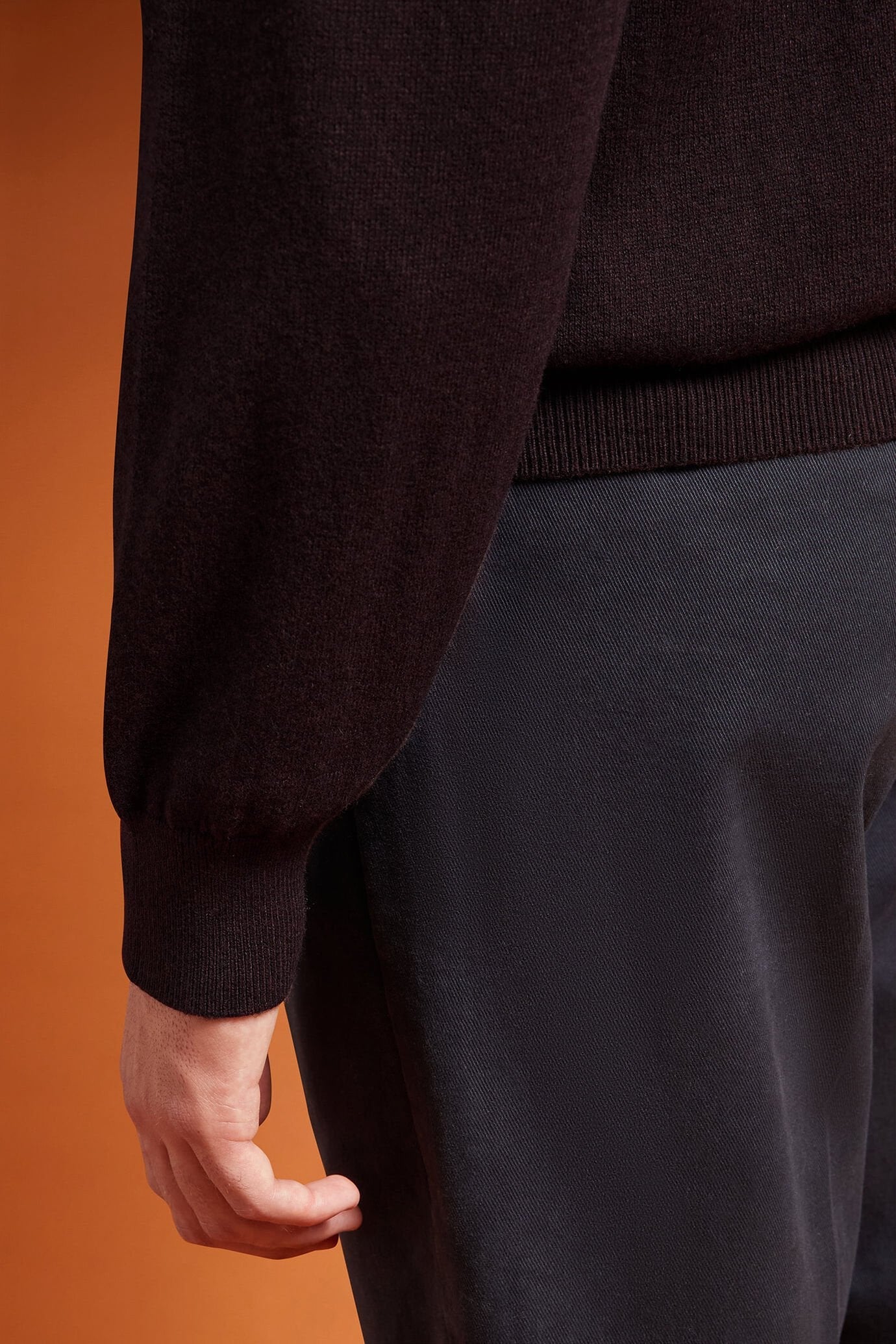 Men's regular fit crew neck jumper in wool and cotton