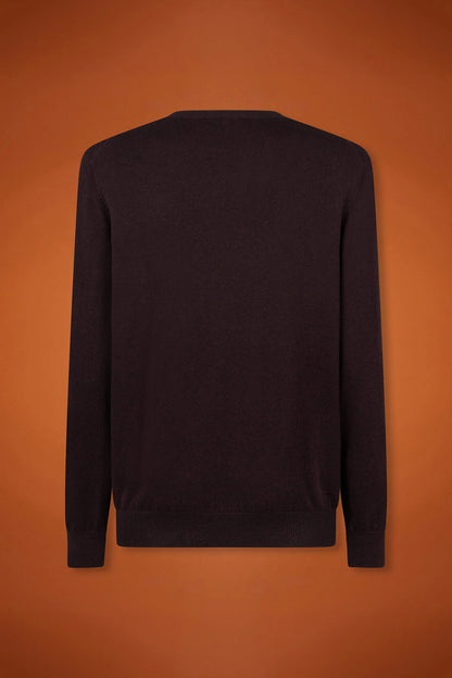 Men's regular fit crew neck jumper in wool and cotton