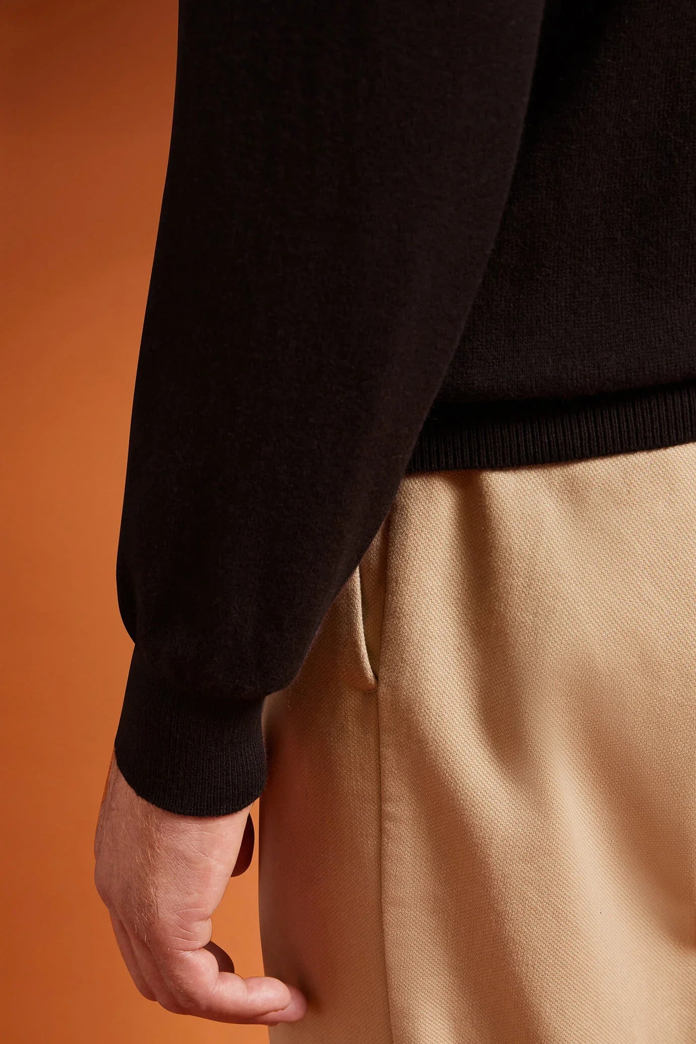 Men's regular fit crew neck jumper in wool and cotton