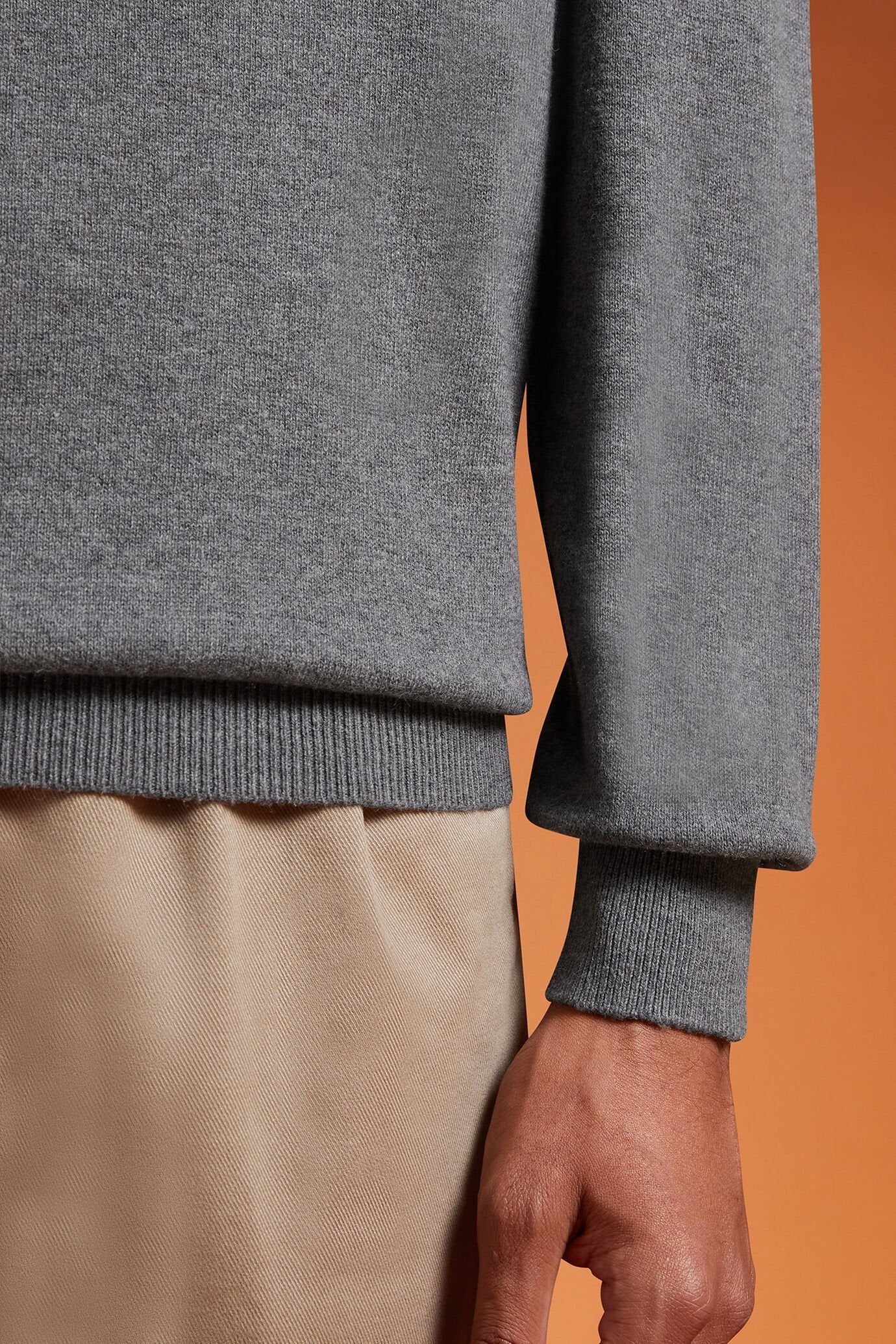 Men's regular fit crew neck jumper in wool and cotton