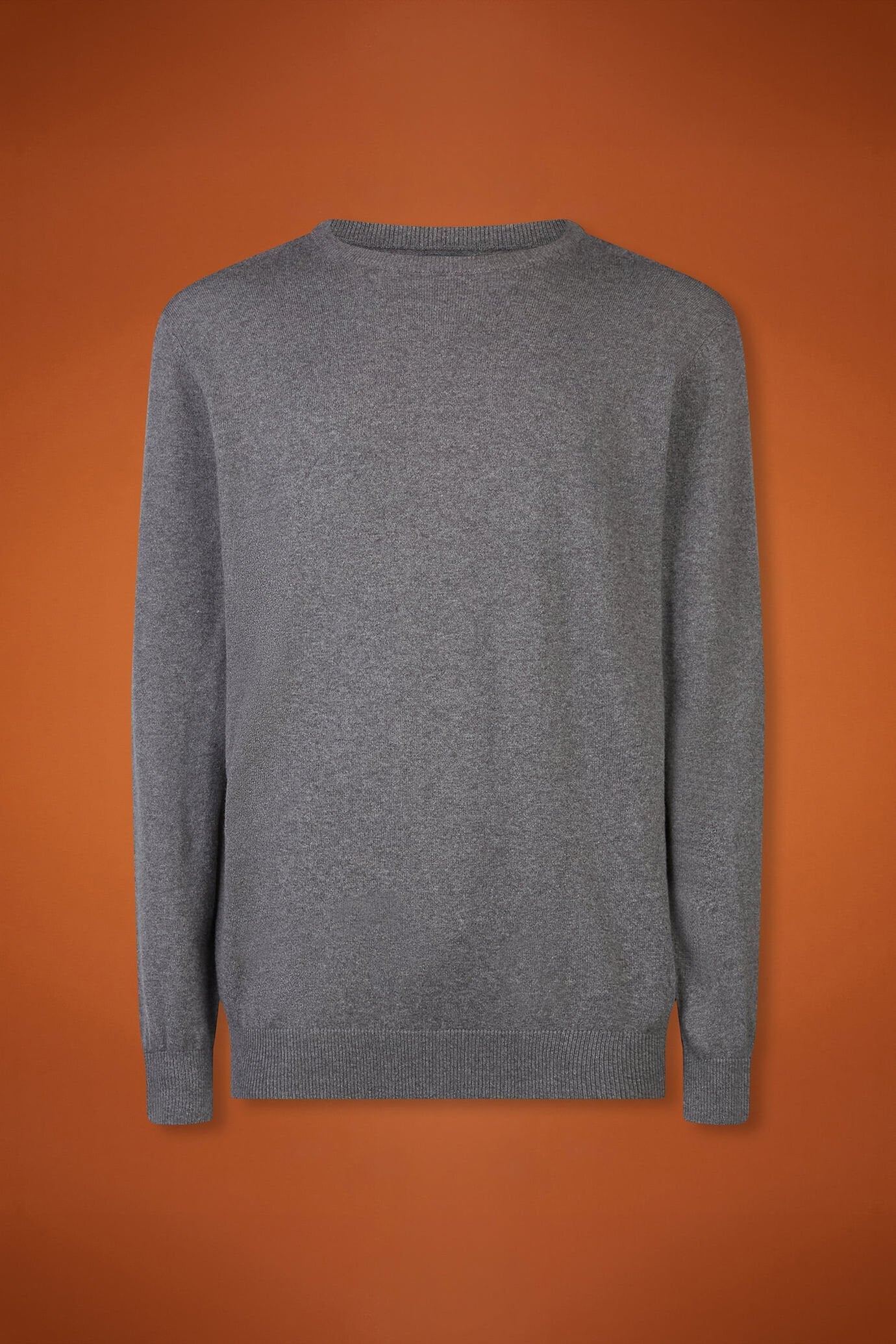 Men's regular fit crew neck jumper in wool and cotton