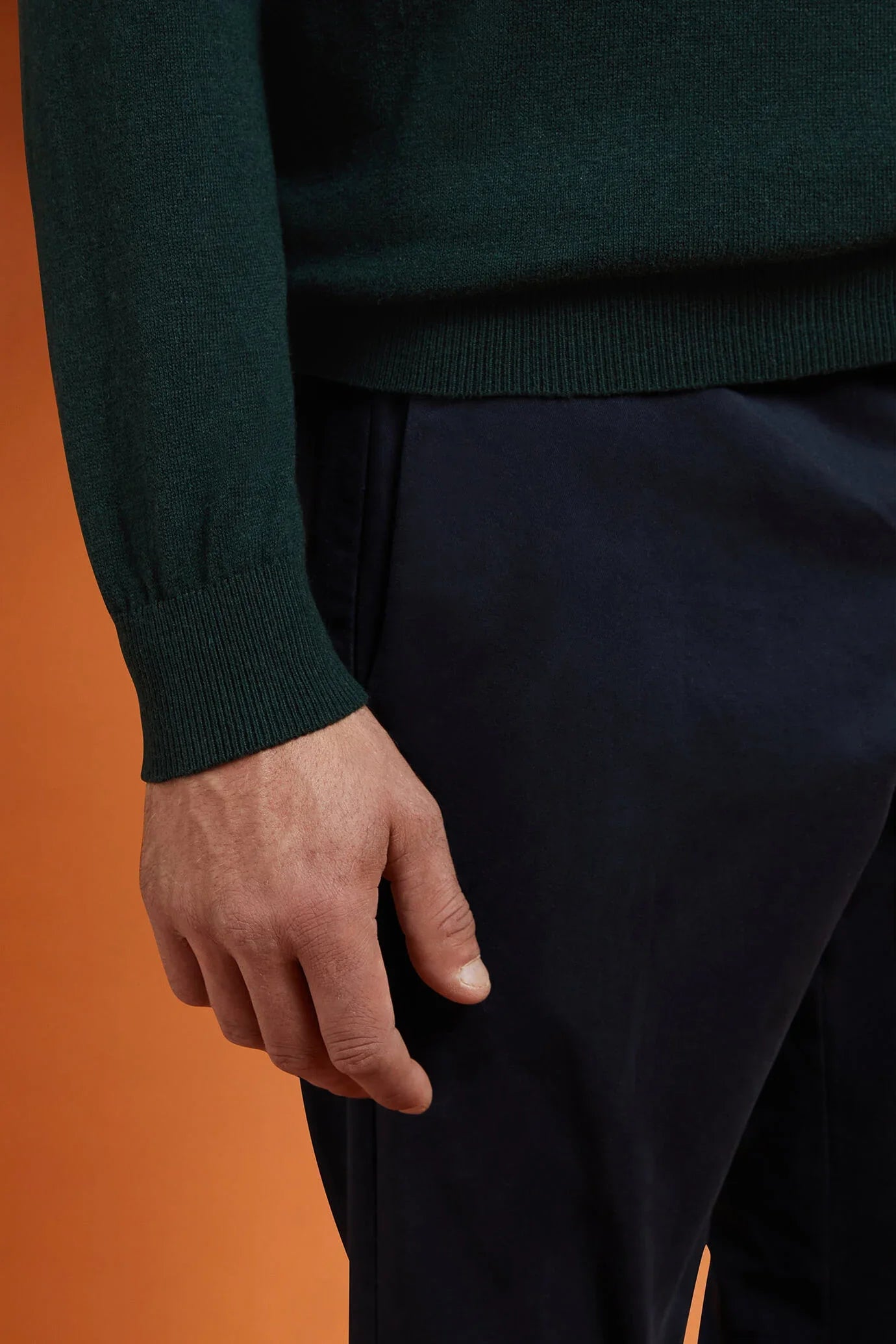 Men's regular fit crew neck jumper in wool and cotton