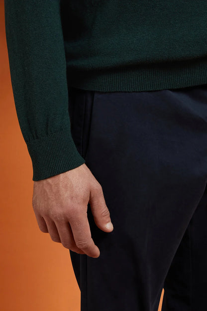 Men's regular fit crew neck jumper in wool and cotton