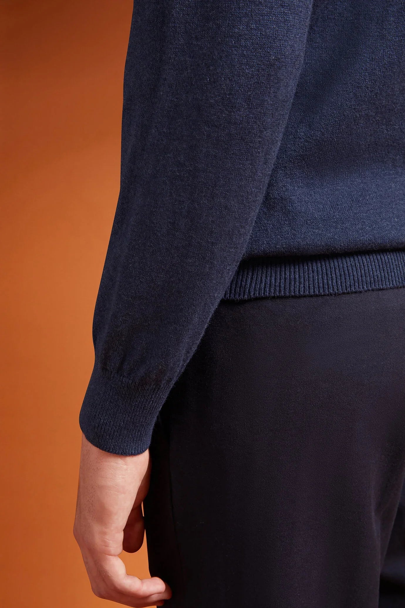 Men's regular fit crew neck jumper in wool and cotton