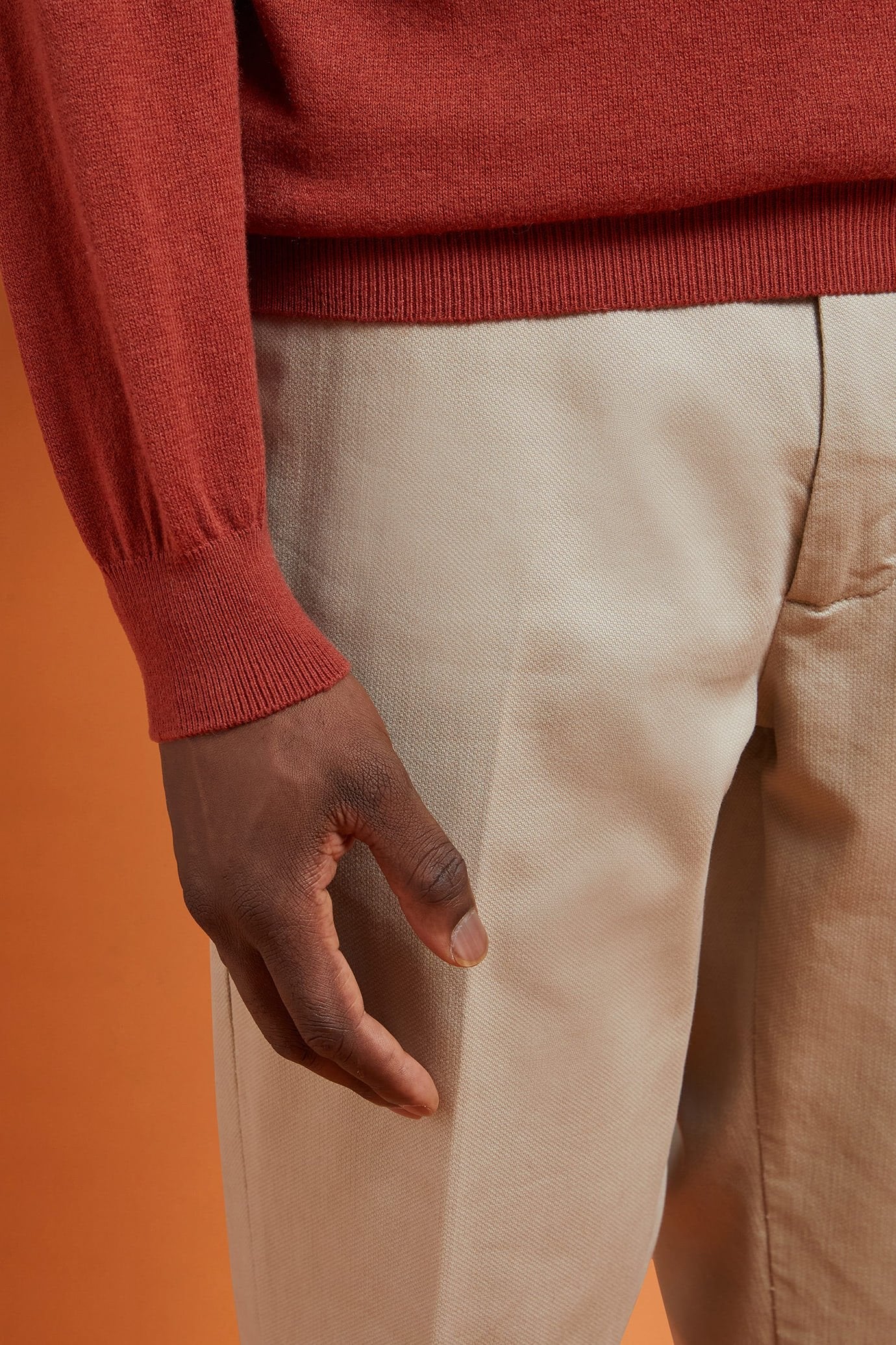 Men's regular fit crew neck jumper in wool and cotton