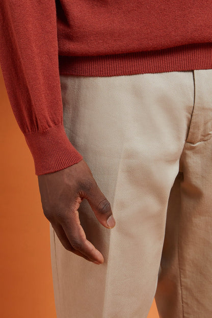 Men's regular fit crew neck jumper in wool and cotton