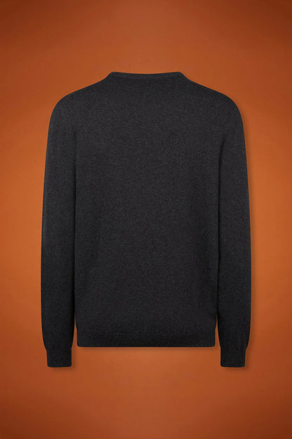 Men's regular fit V-neck jumper in wool and cotton