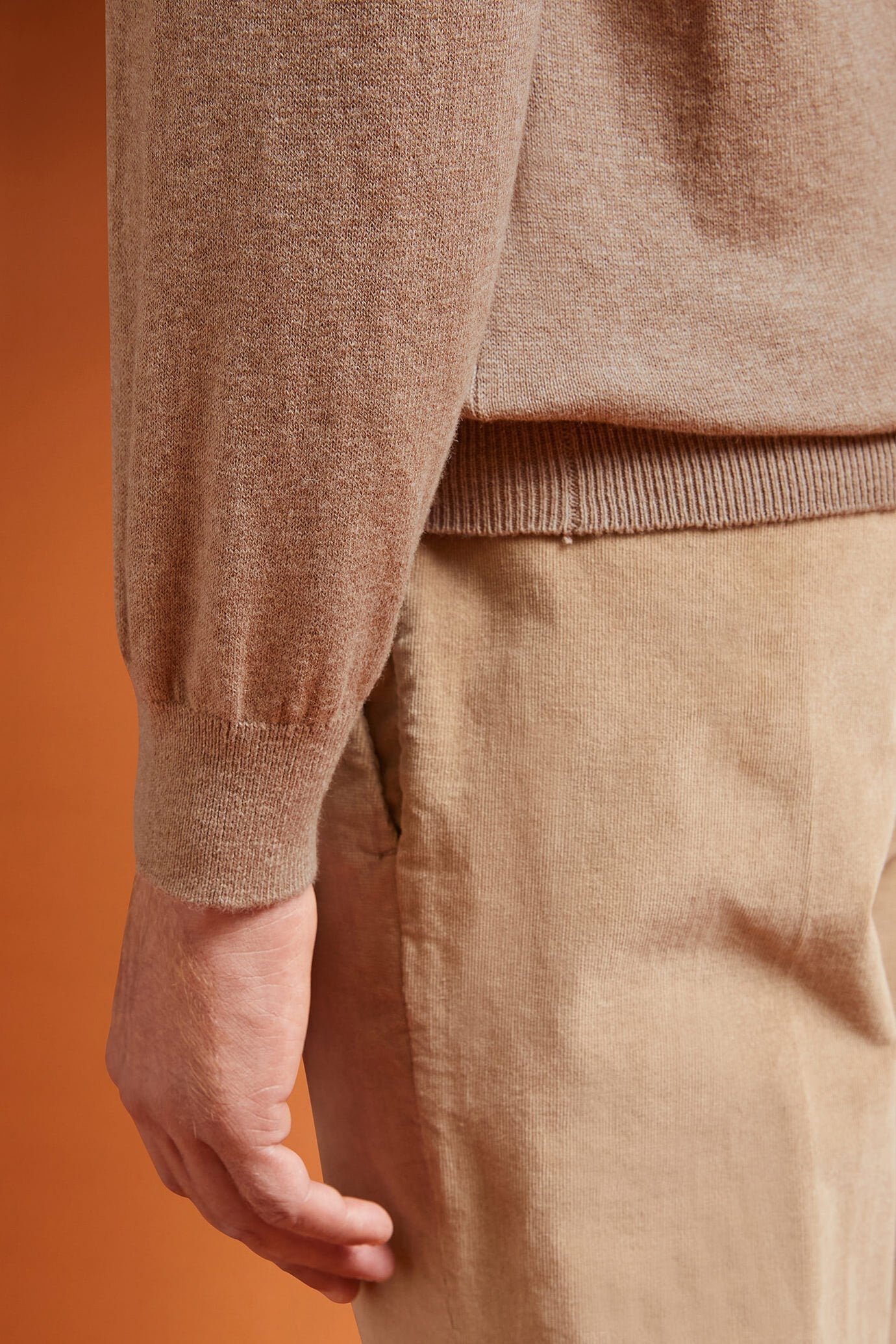 Men's regular fit turtleneck jumper in wool and cotton