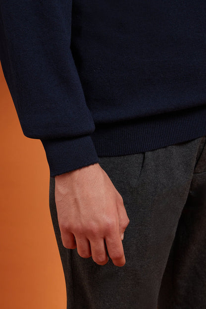 Men's regular fit turtleneck jumper in wool and cotton