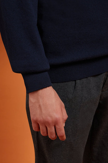 Men's regular fit turtleneck jumper in wool and cotton