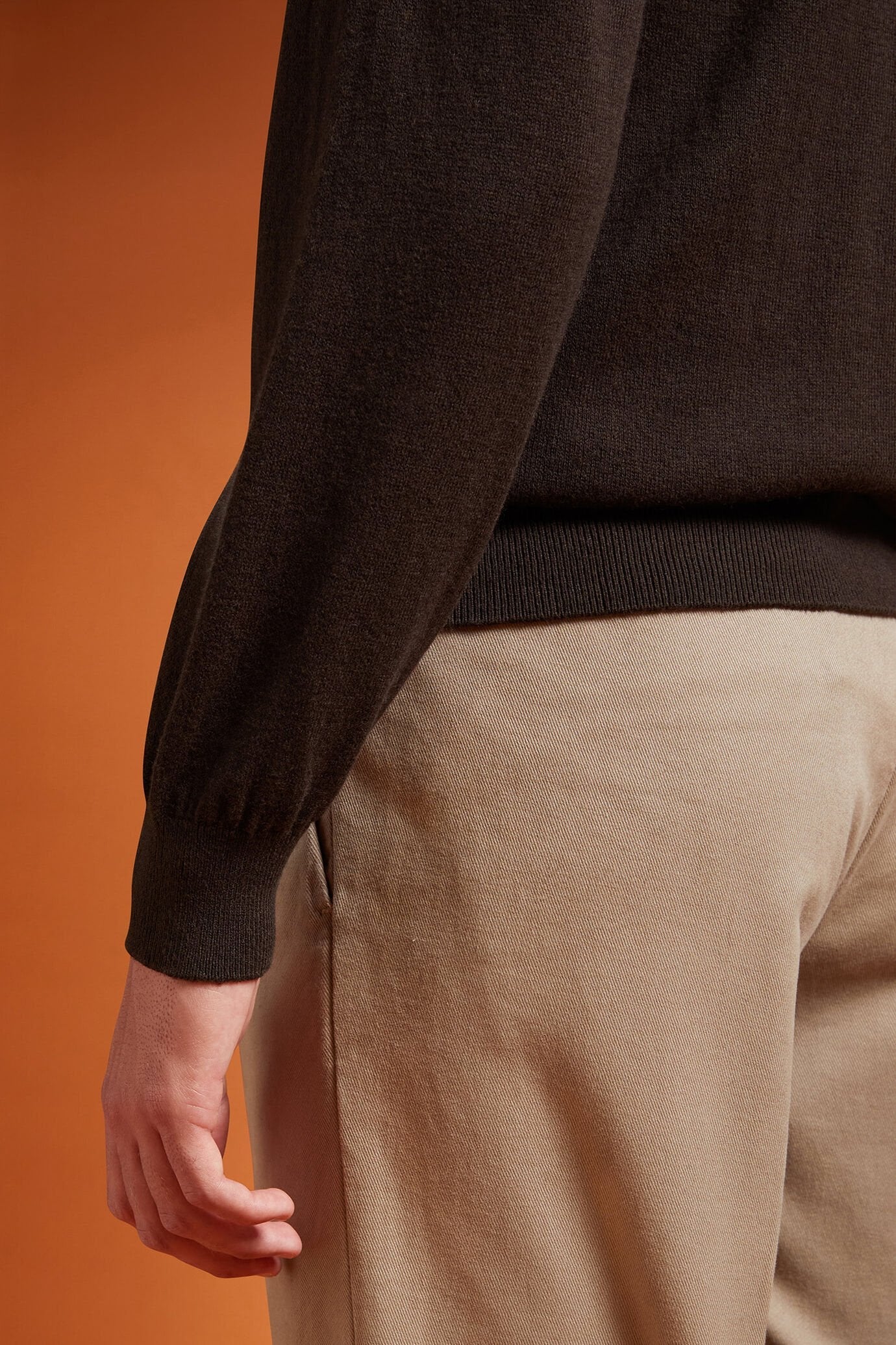 Men's regular fit turtleneck jumper in wool and cotton