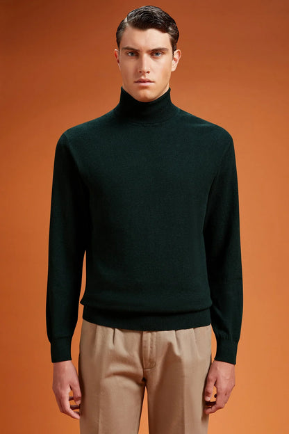 Men's regular fit turtleneck jumper in wool and cotton