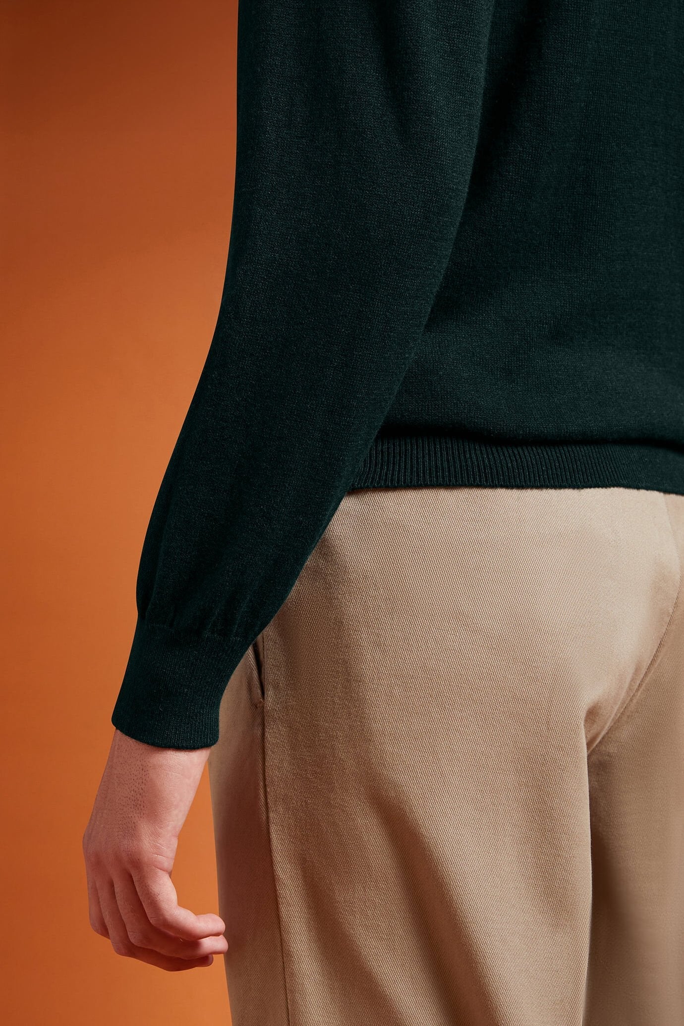 Men's regular fit turtleneck jumper in wool and cotton