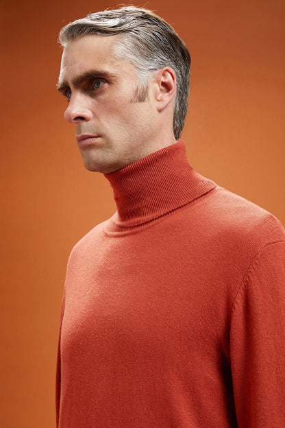 Men's regular fit turtleneck jumper in wool and cotton