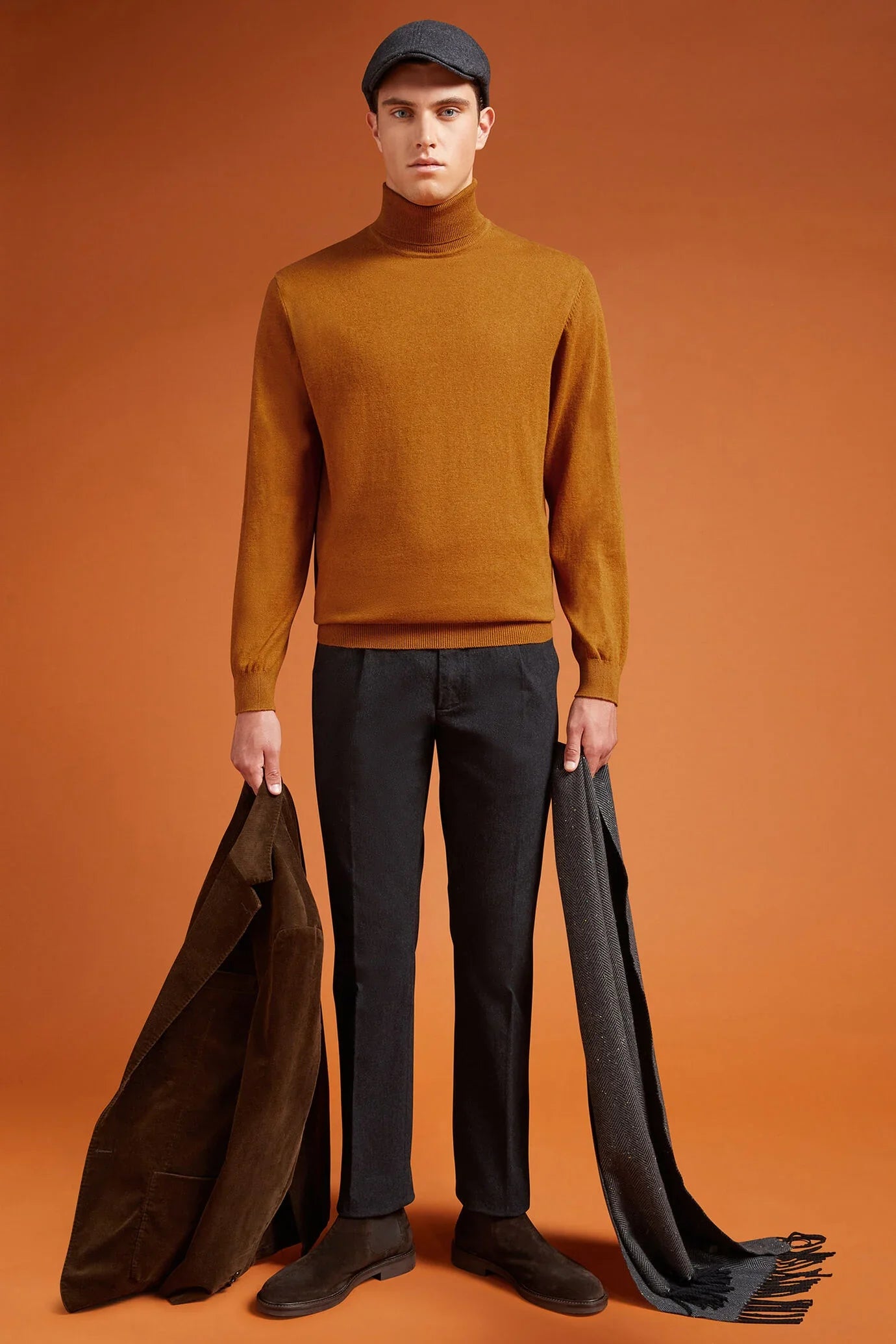 Men's regular fit turtleneck jumper in wool and cotton