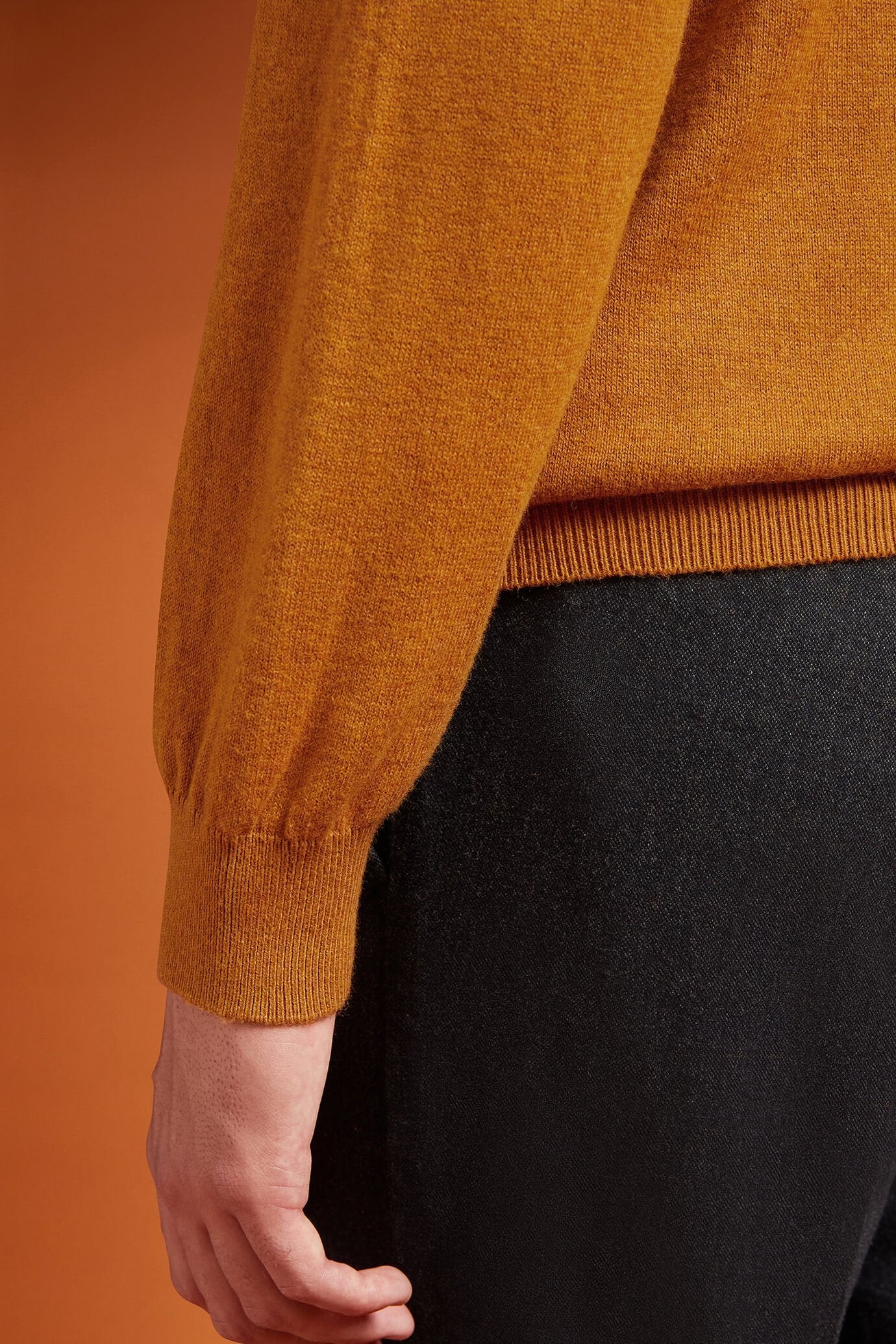 Men's regular fit turtleneck jumper in wool and cotton