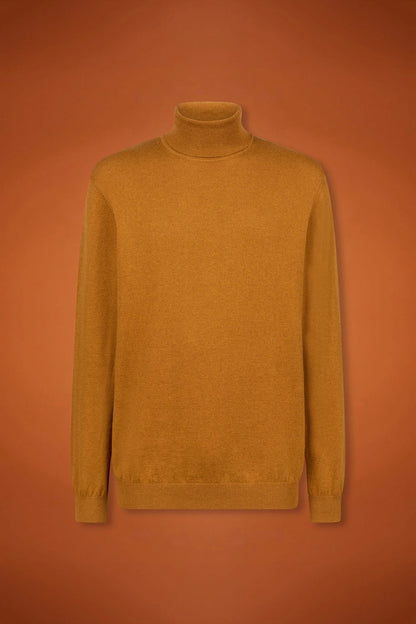Men's regular fit turtleneck jumper in wool and cotton